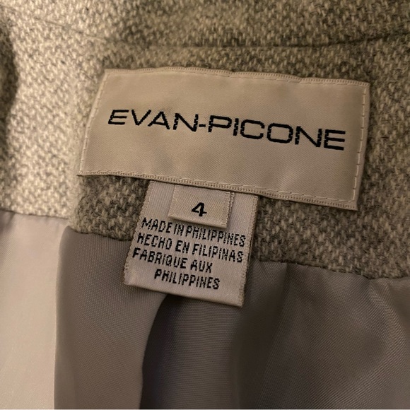 EVAN PICONE Women's Light Gray Wool Blazer Button Up Size 4 - Picture 9 of 9